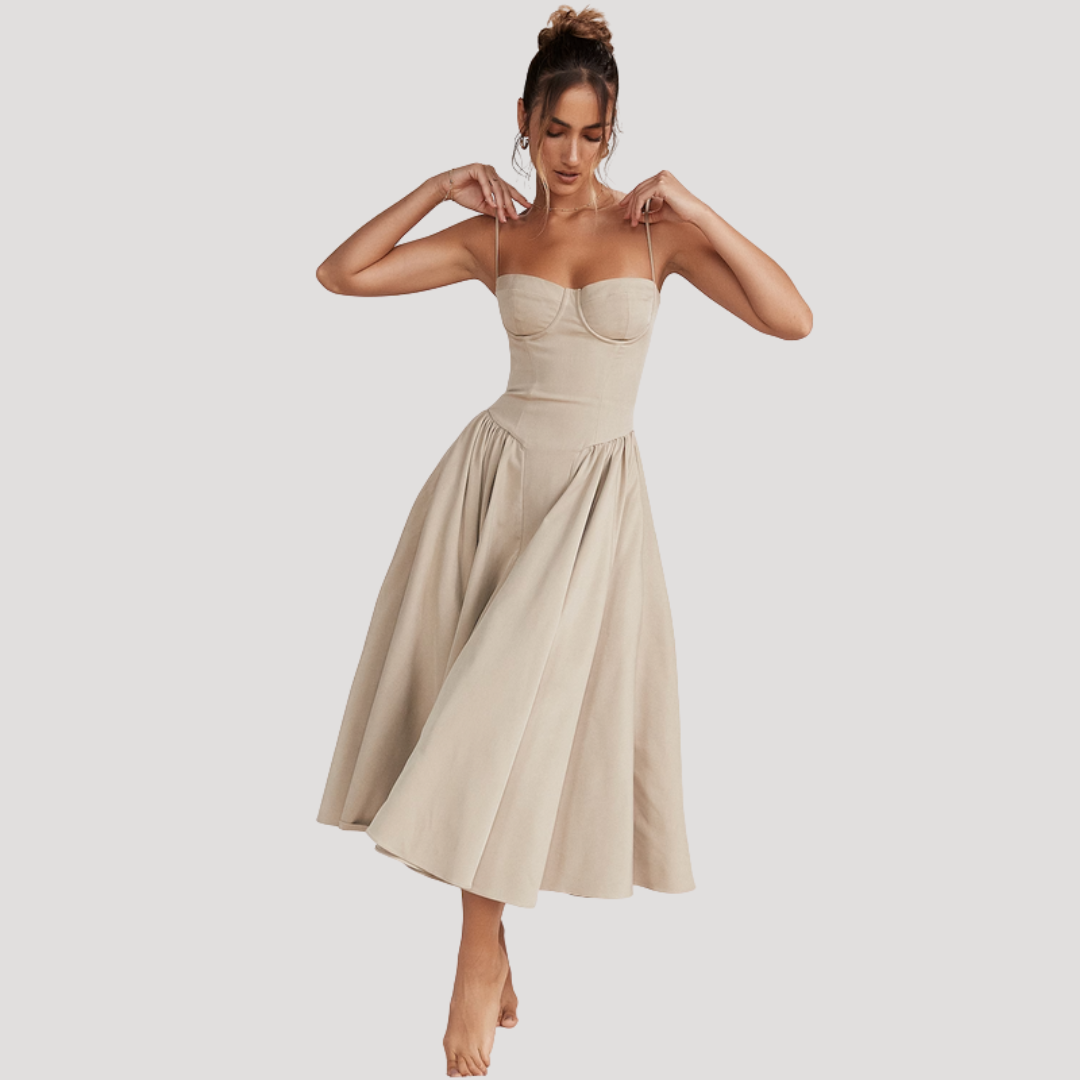 Women's Corset Bodice Midi Dress