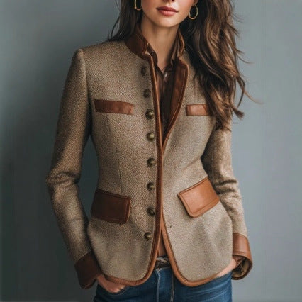 Women’s Button-Front Tweed Tailored Blazer