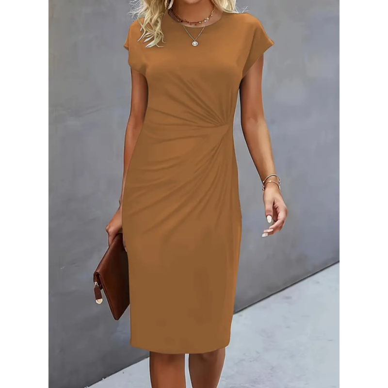 Women’s Ruched Bodycon Short Sleeve Midi Dress