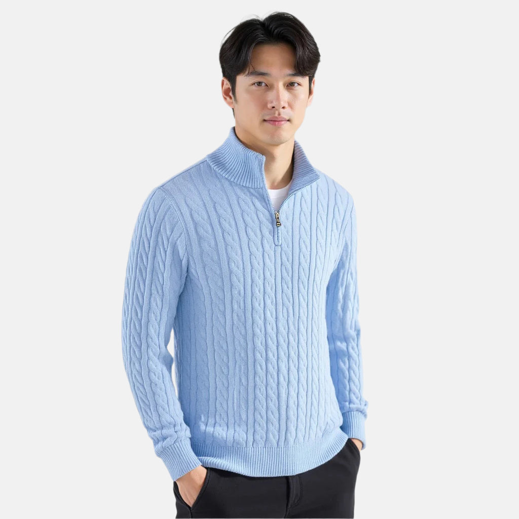 Men's Smart Cable Knit Zip-Up Sweater
