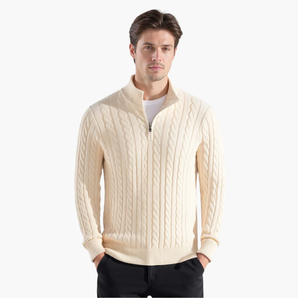 Men's Smart Cable Knit Zip-Up Sweater