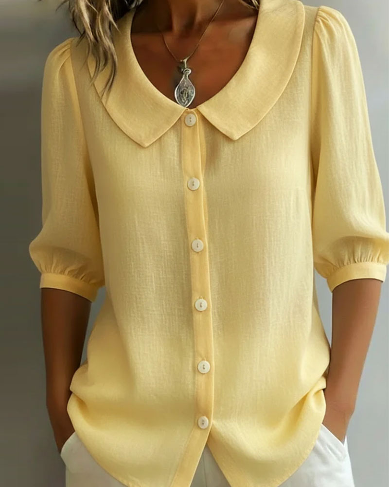 Women's Blouse Peter Pan Collar 3/4 Sleeve