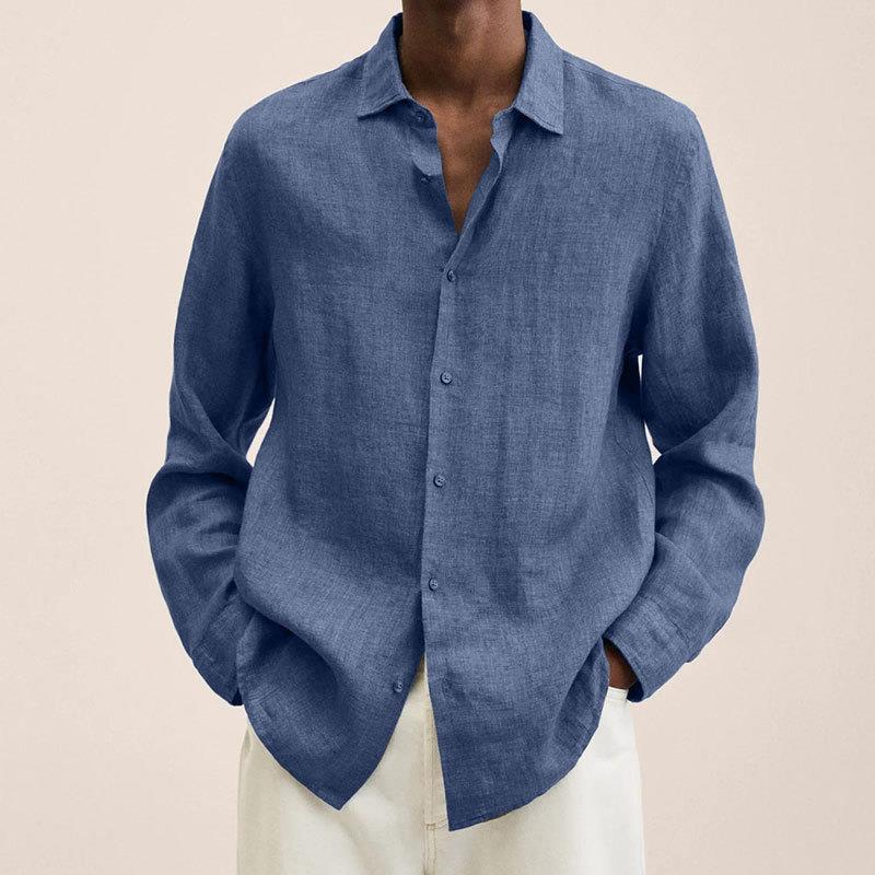 Men's Long-Sleeve Slim-Fit Shirt with Classic Collar