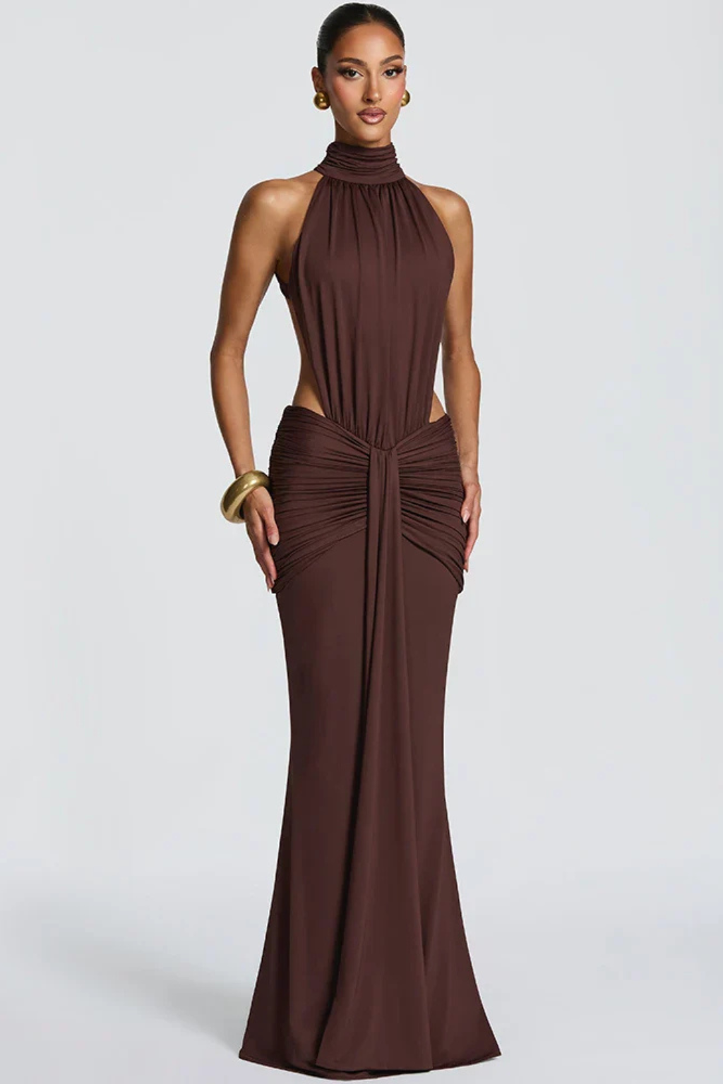 Women’s Backless Halter Maxi Dress for Evening Glamour