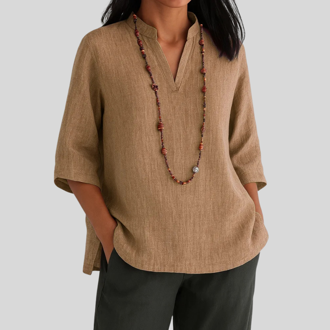Women's Casual Loose Fit V-Neck 3/4 Sleeve Everyday Blouse