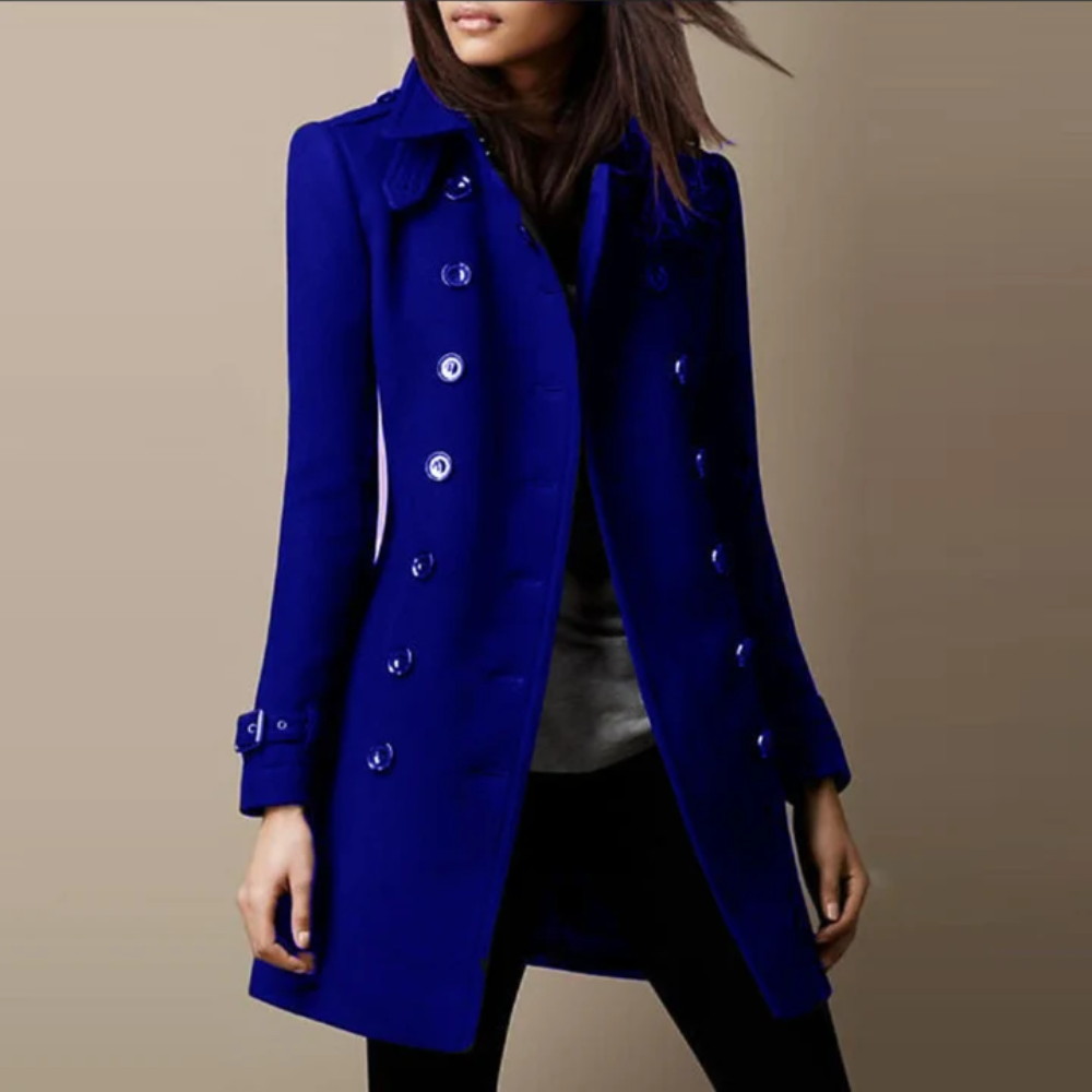 Women’s Tailored Long Winter Trench Coat with Lapel Collar