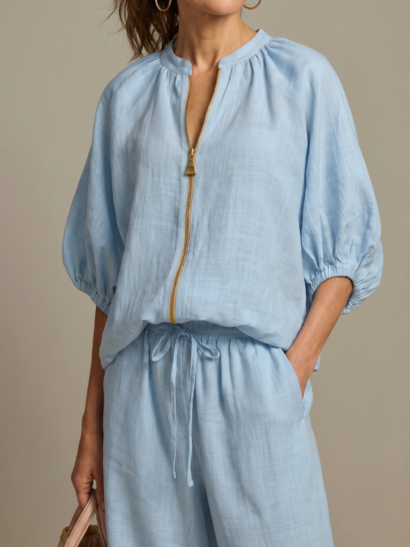 Women's Relaxed Zip-Up Two-Piece Set