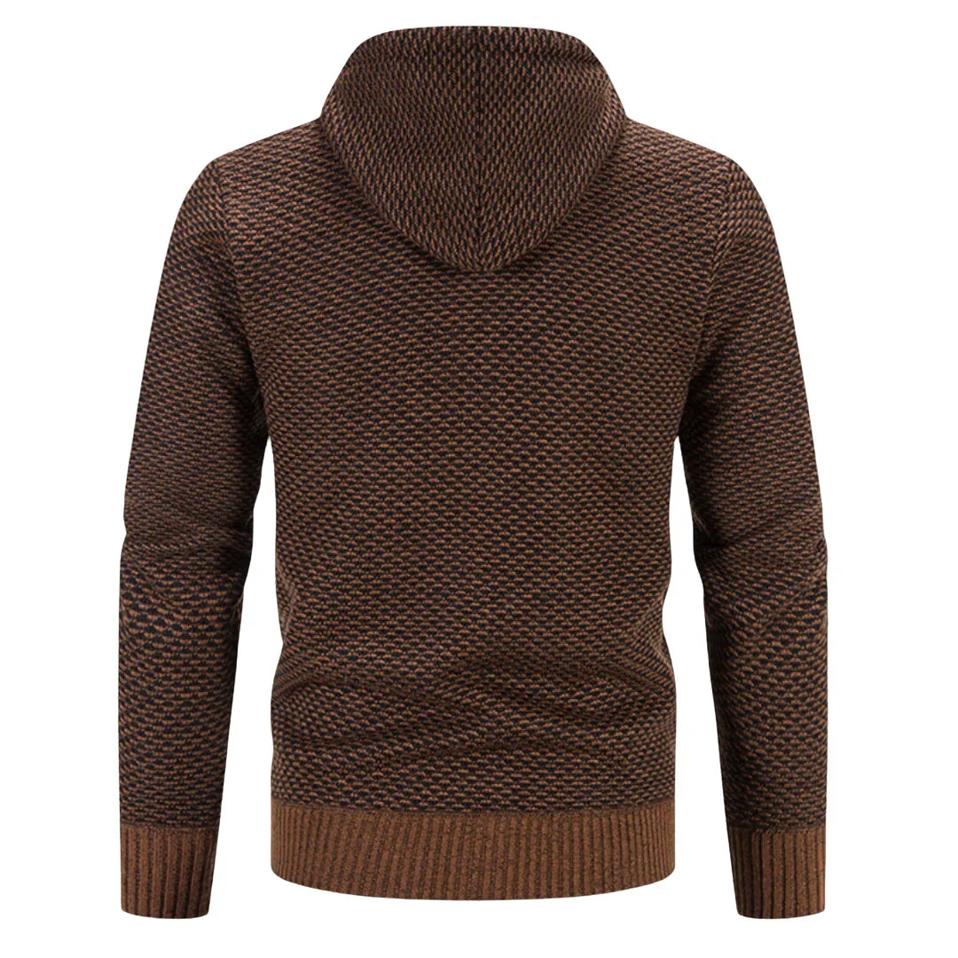 Men's Hooded Casual Zip-Up Knit Cardigan