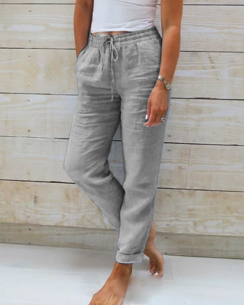 Women’s Relaxed Drawstring Casual Pants with Pockets
