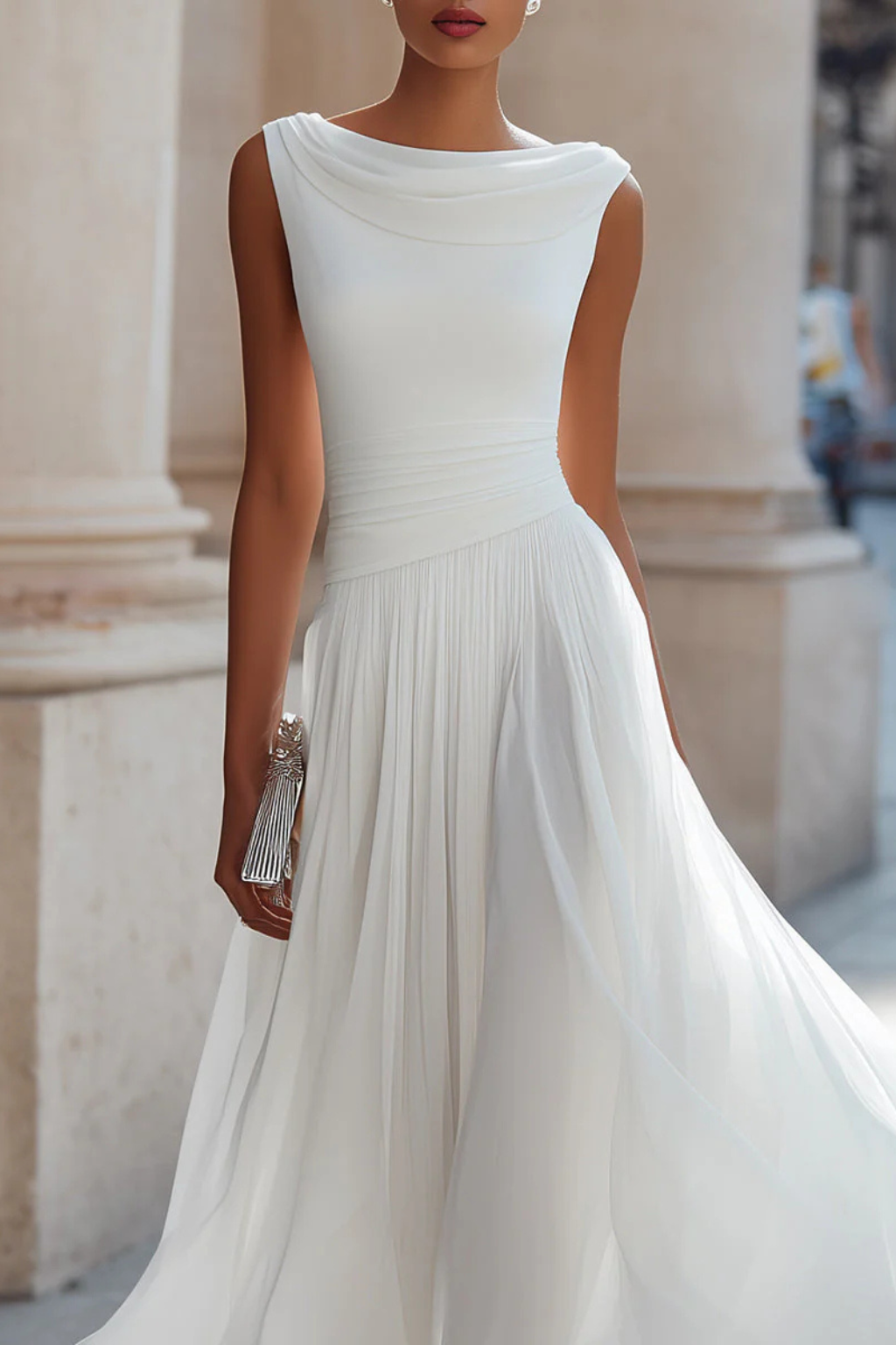 Elegant Sleeveless Flowing Midi Dress for Women