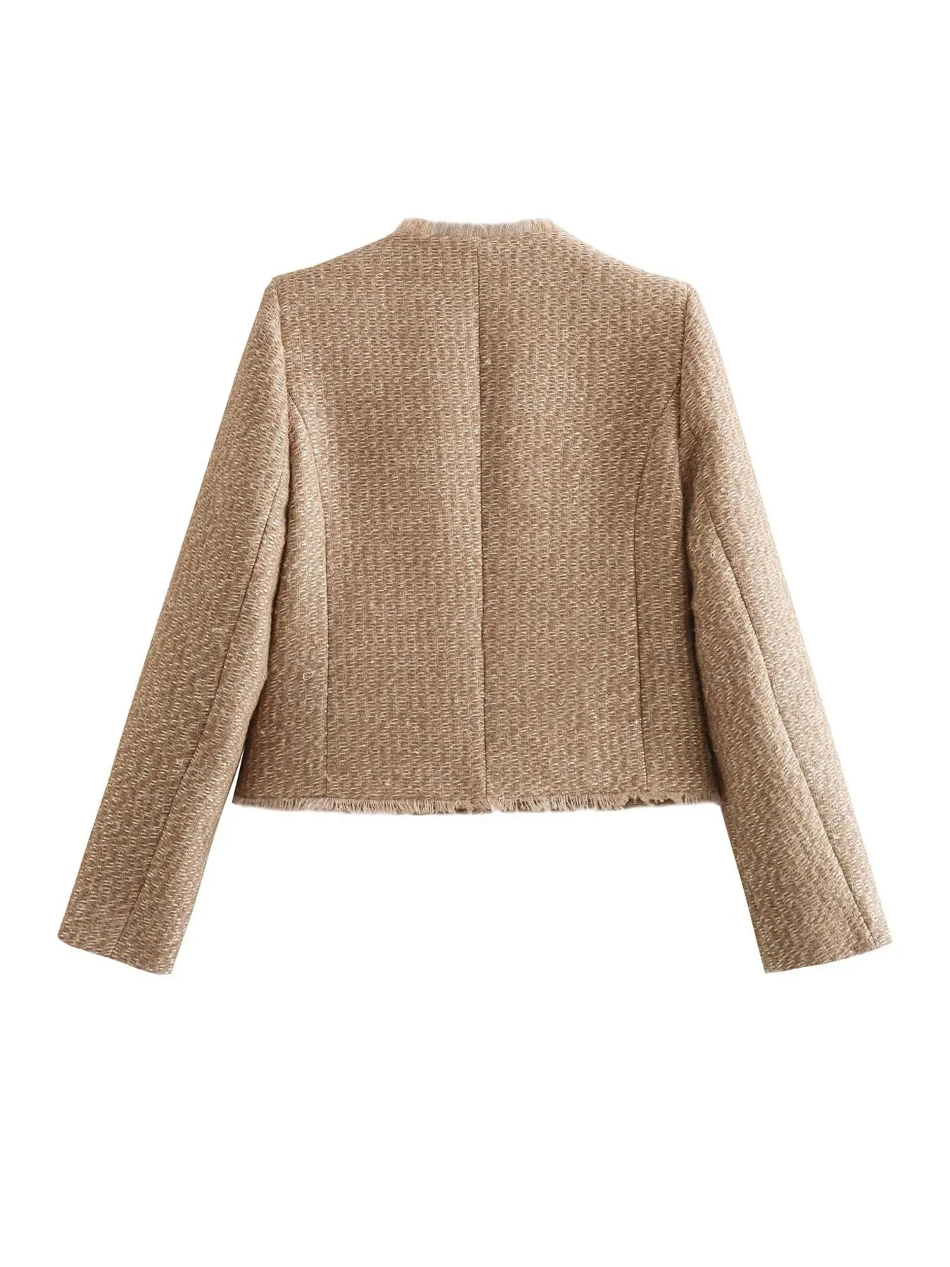 Women's Button Front Long Sleeve Knit Blazer