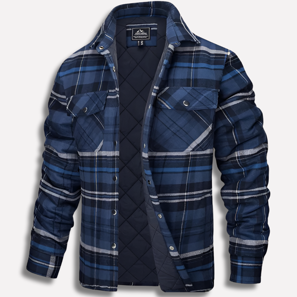 Men's Quilted Plaid Shirt with Button Front