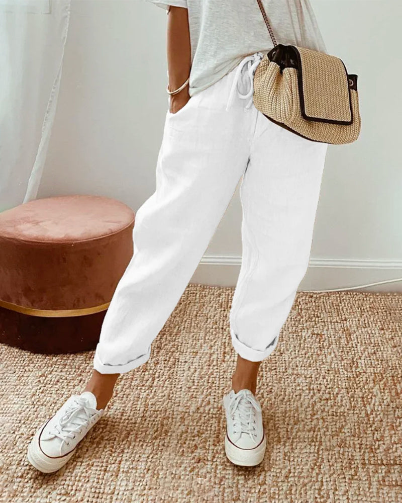 Women’s Relaxed Drawstring Jogger Pants with Pockets