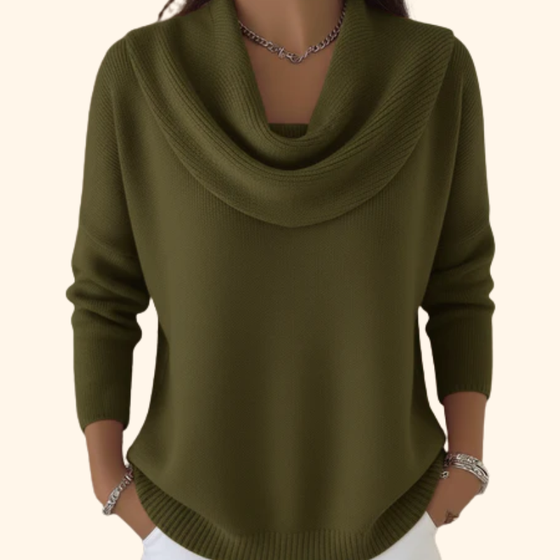 Women's Cozy Long Sleeve Cowl Neck Knit Sweater