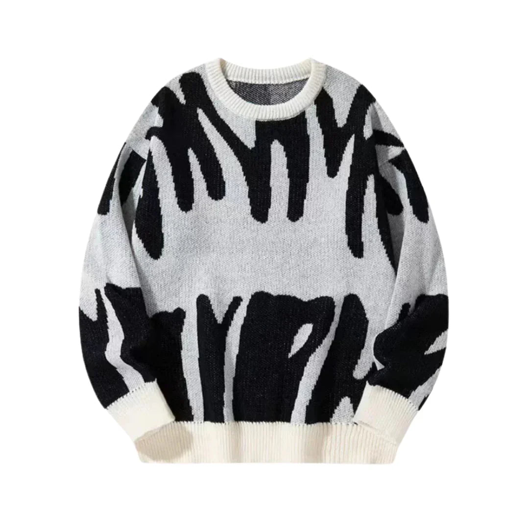 Women's Abstract Pattern Crew Neck Knit Sweater