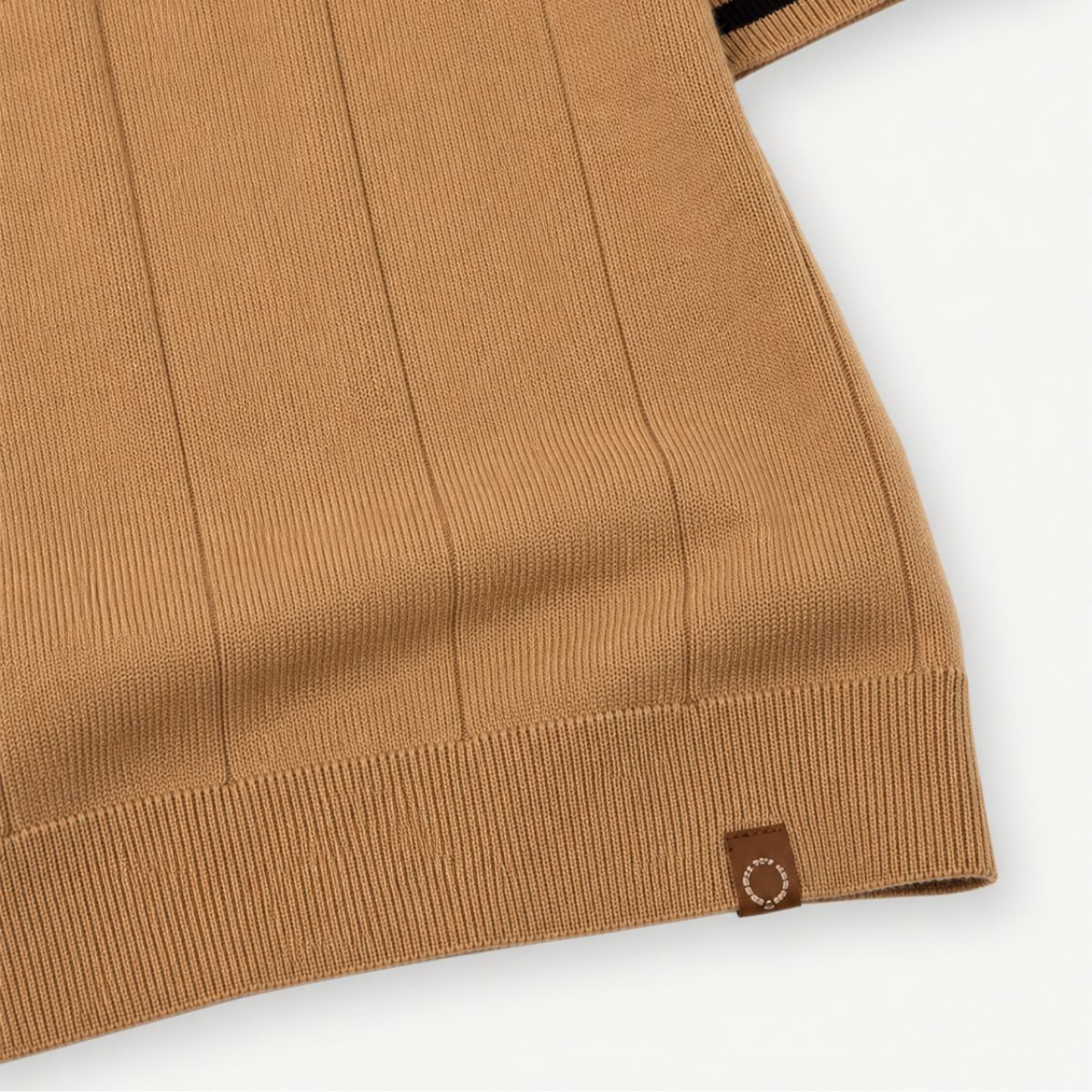 Men's Ribbed Zip Neck Polo Shirt