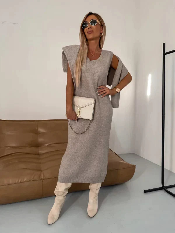 Women's Midi Dress & Turtleneck Sweater Set