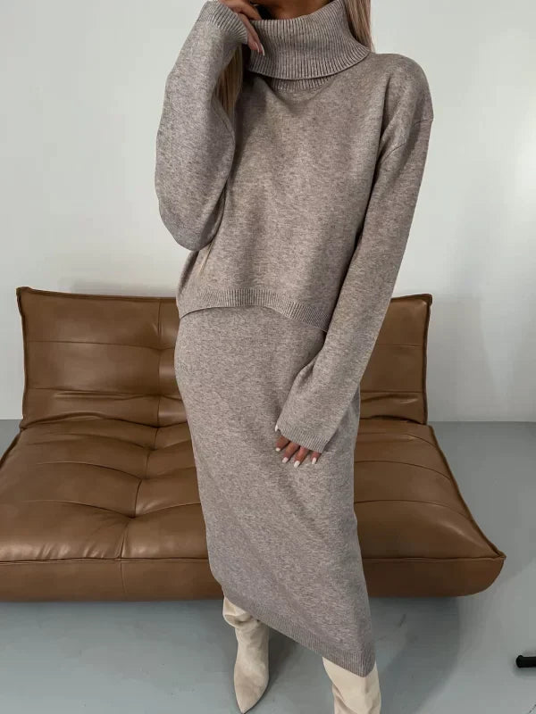 Women's Midi Dress & Turtleneck Sweater Set