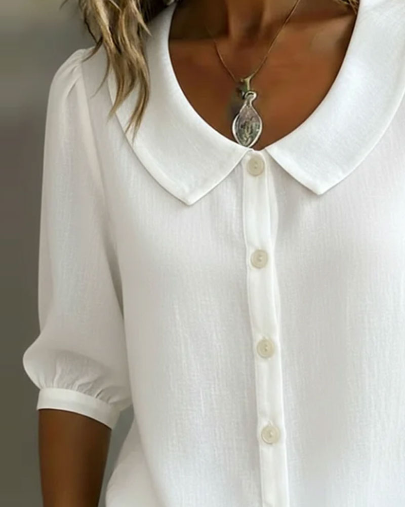 Women's Blouse Peter Pan Collar 3/4 Sleeve