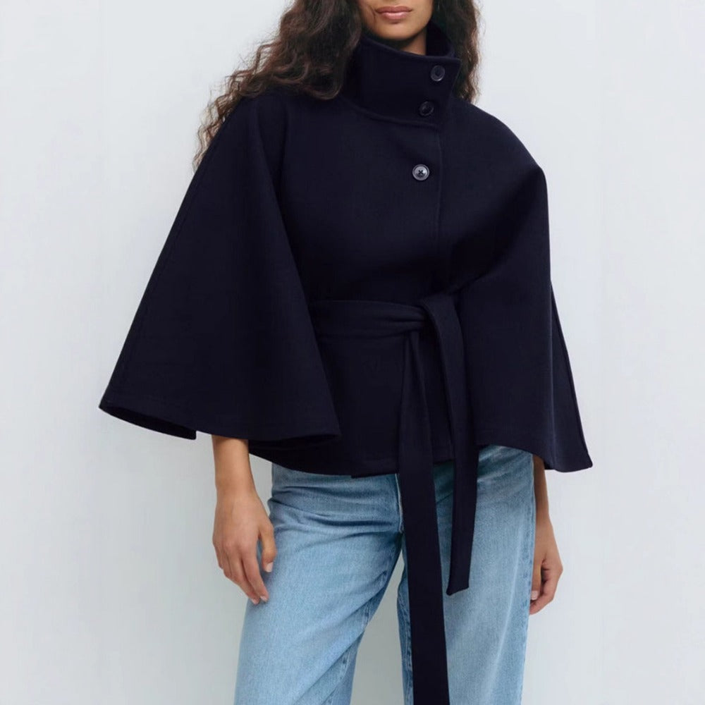 Women's High Collar Cape Winter Coat
