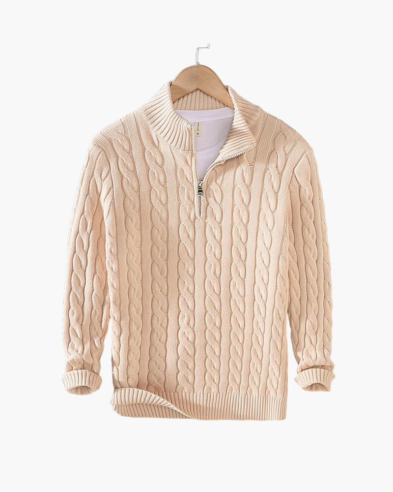 Men's Smart Cable Knit Zip-Up Sweater
