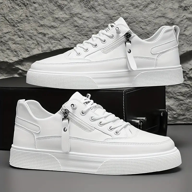 Stylish Leather Men’s Trainers with Side Zip