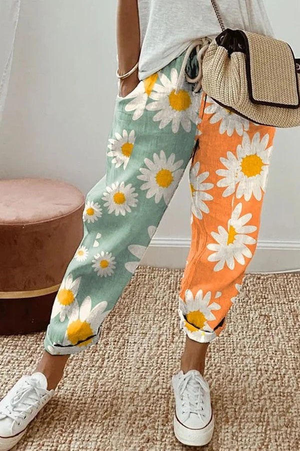 Women's Printed Wide-Leg Pants with Elastic Waist