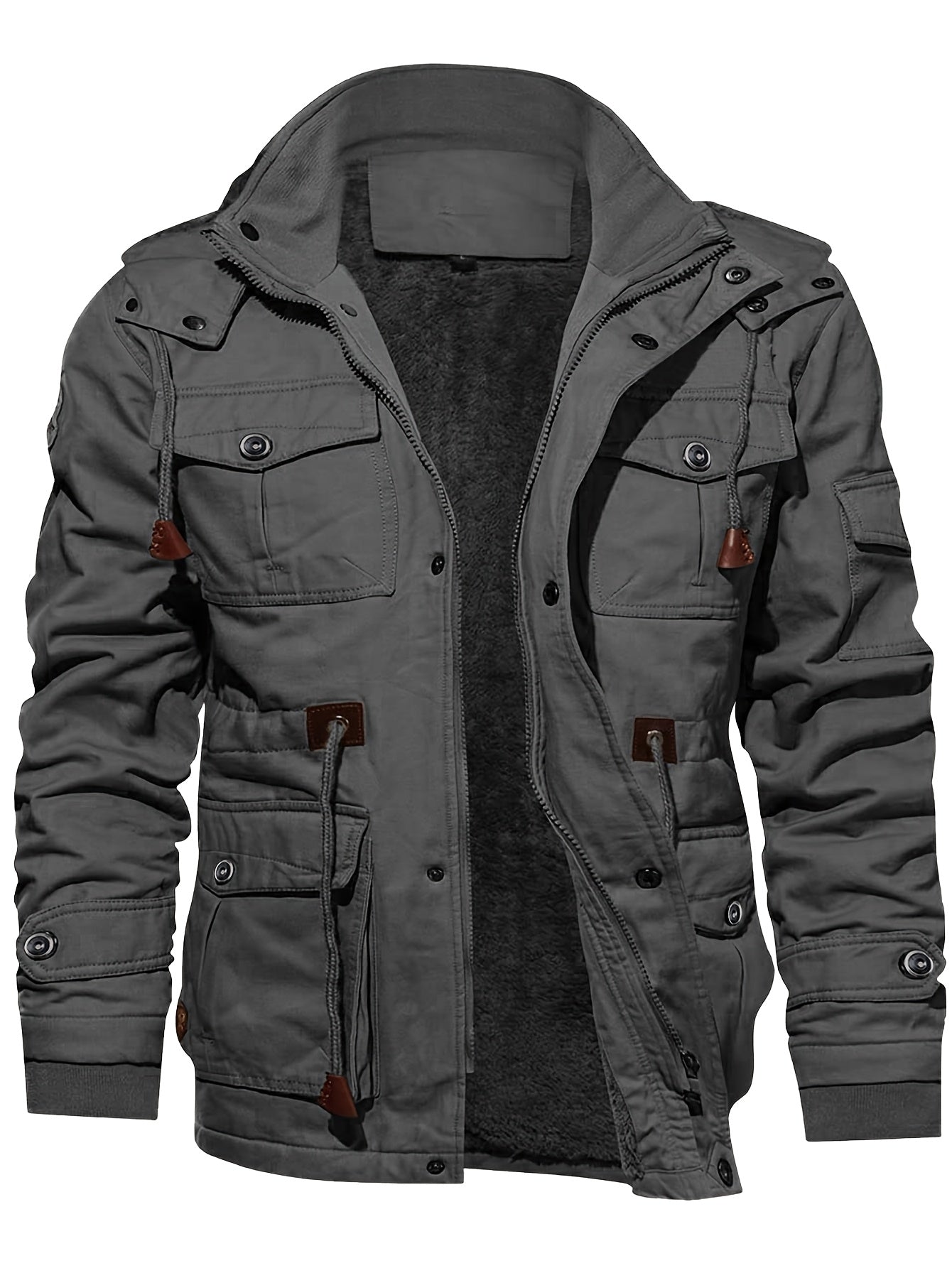 Men's Multi-Pocket Hooded Utility Jacket