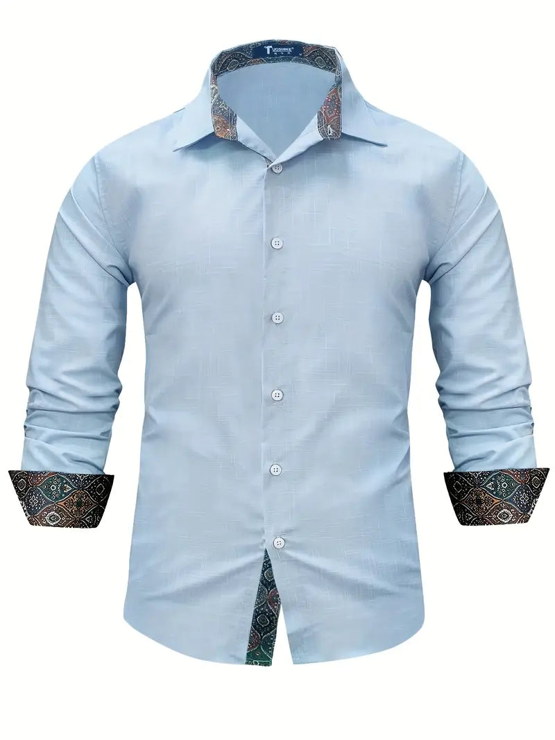 Men's Tailored Button-Up Shirt with Contrast Details