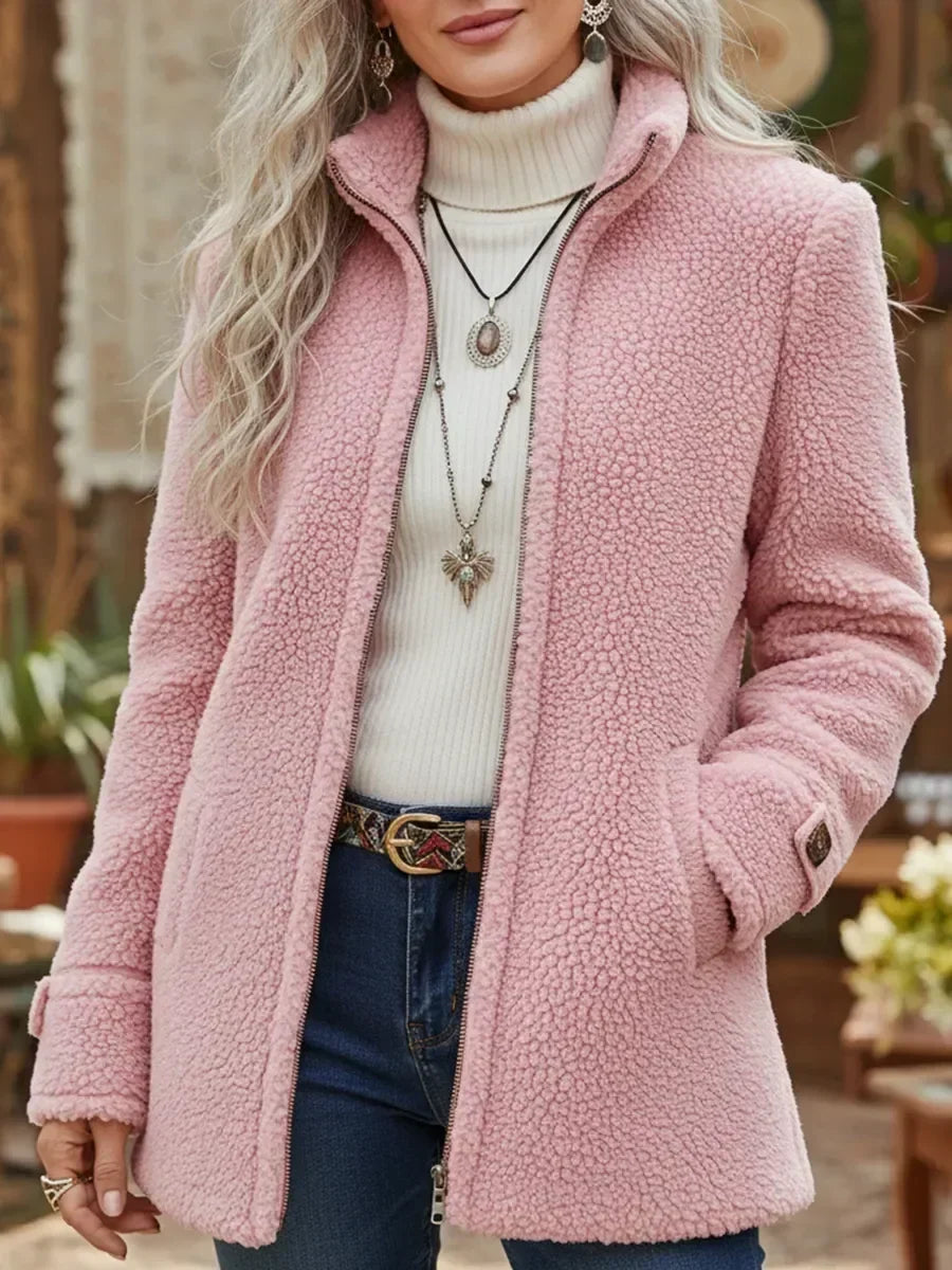 Women’s Soft Teddy Fleece Zip-Up Winter Jacket