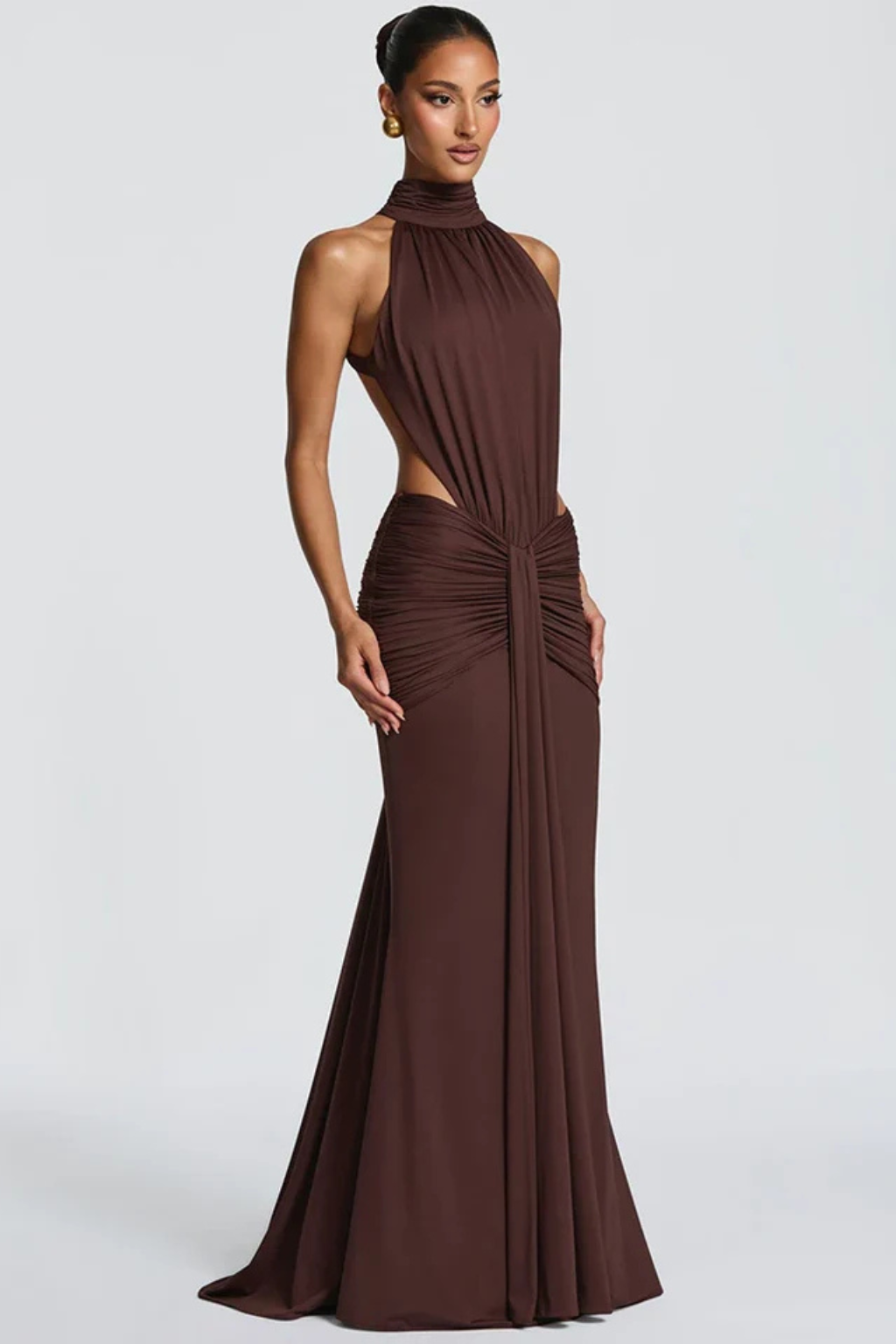 Women’s Elegant Open Back Halter Maxi Dress
