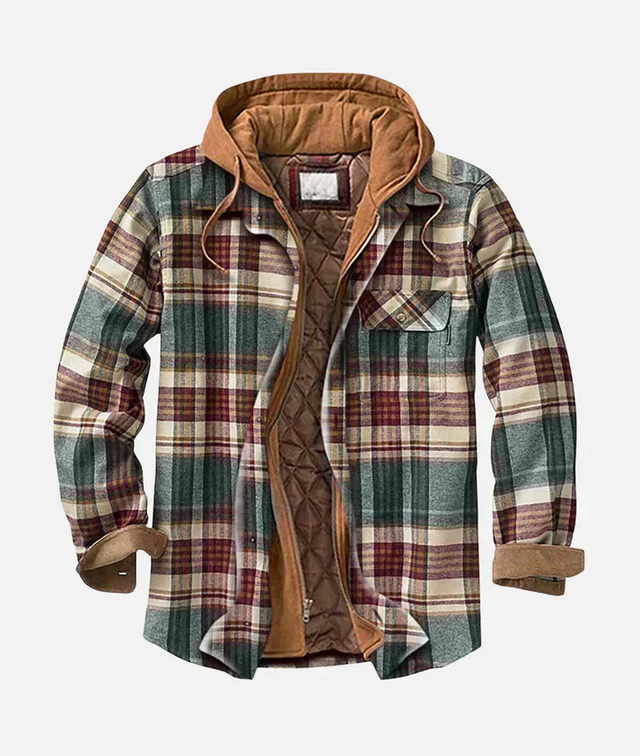Men's Hooded Plaid Shirt Jacket