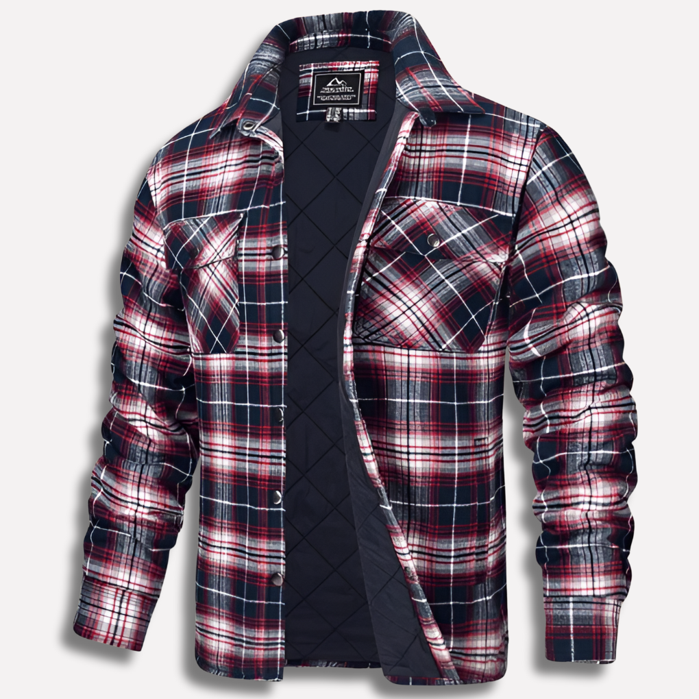 Men's Quilted Plaid Shirt with Button Front