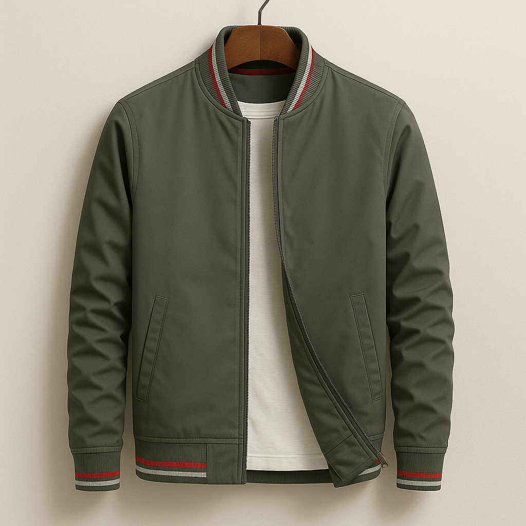 Women's Vintage Stripe Ribbed Bomber Jacket