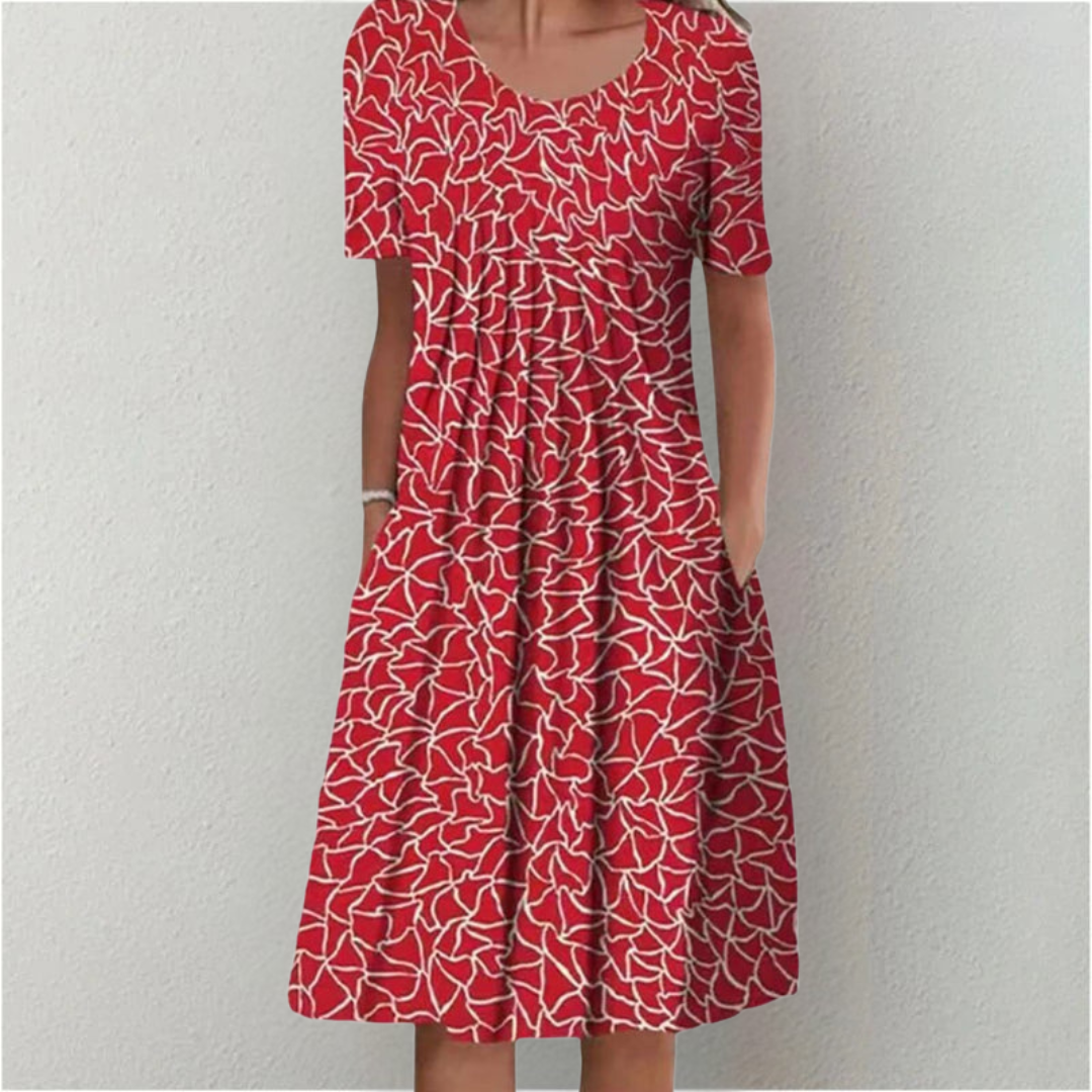 Women's Floral Print Midi Dress with Relaxed Everyday Elegance
