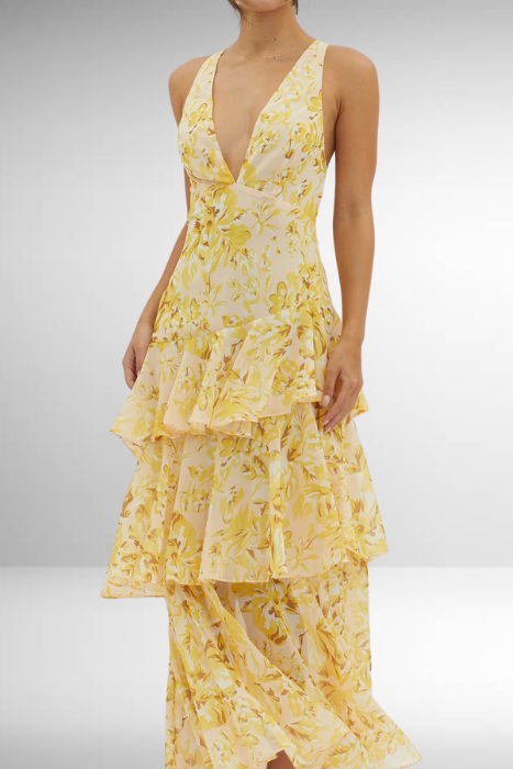 Women’s Floral Tiered Ruffle Maxi Dress