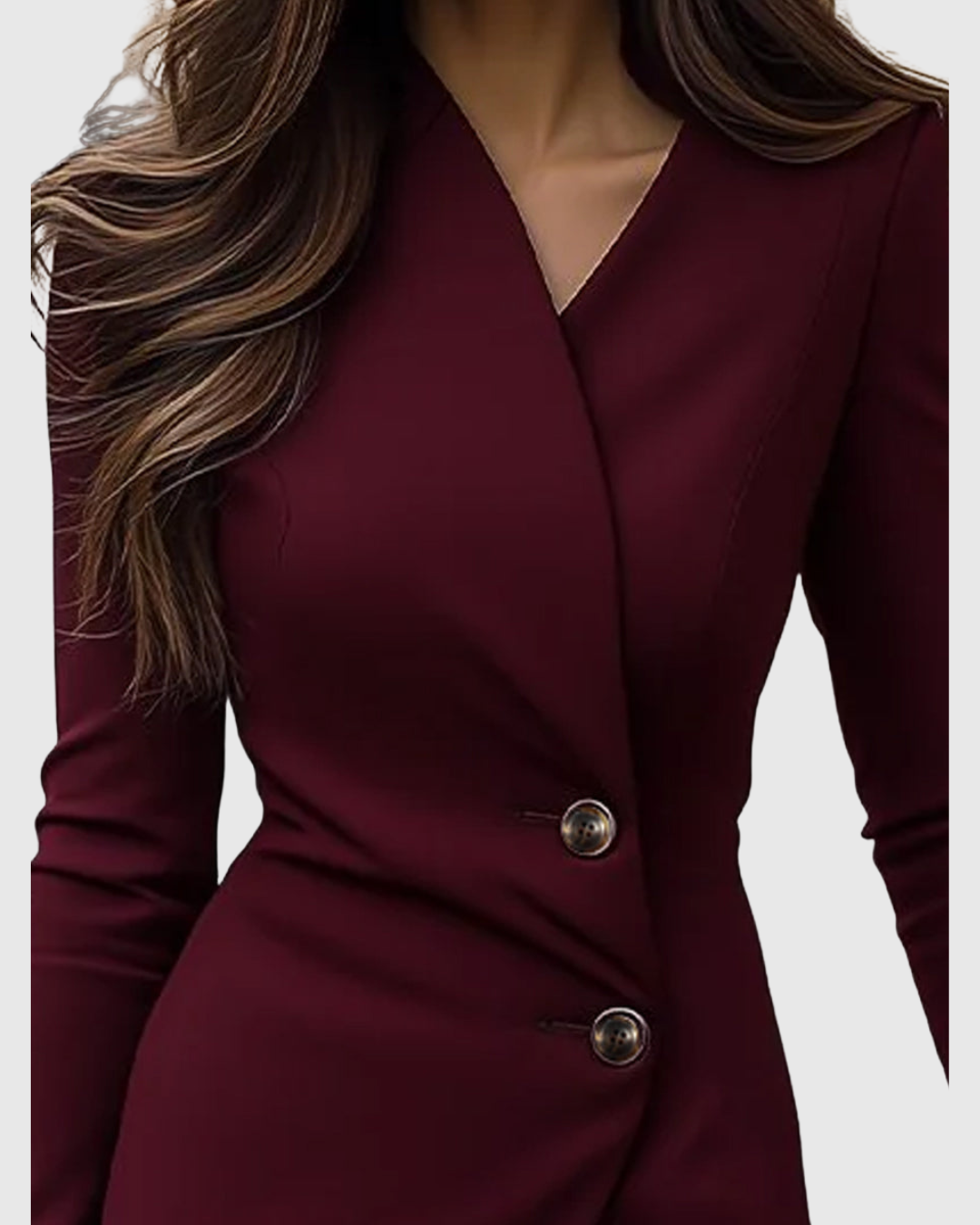 Women's Wrap Midi Dress with Button Detail