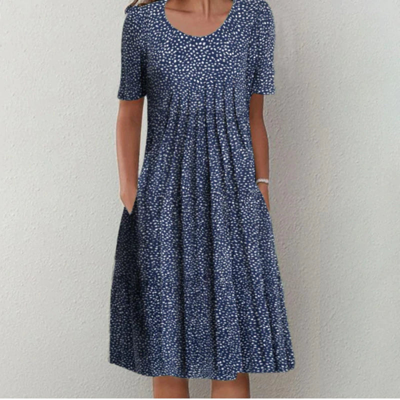 Women's Floral Print Midi Dress with Relaxed Everyday Elegance