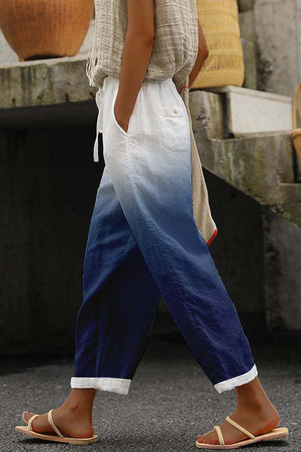 Women's Printed Wide-Leg Pants with Elastic Waist
