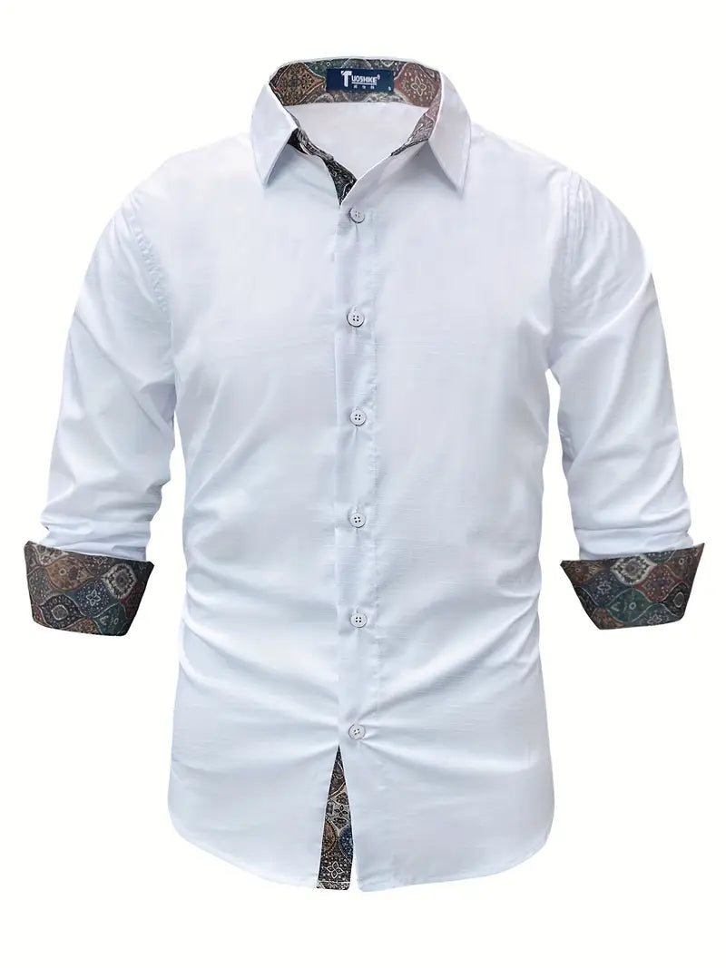 Men's Tailored Button-Up Shirt with Contrast Details
