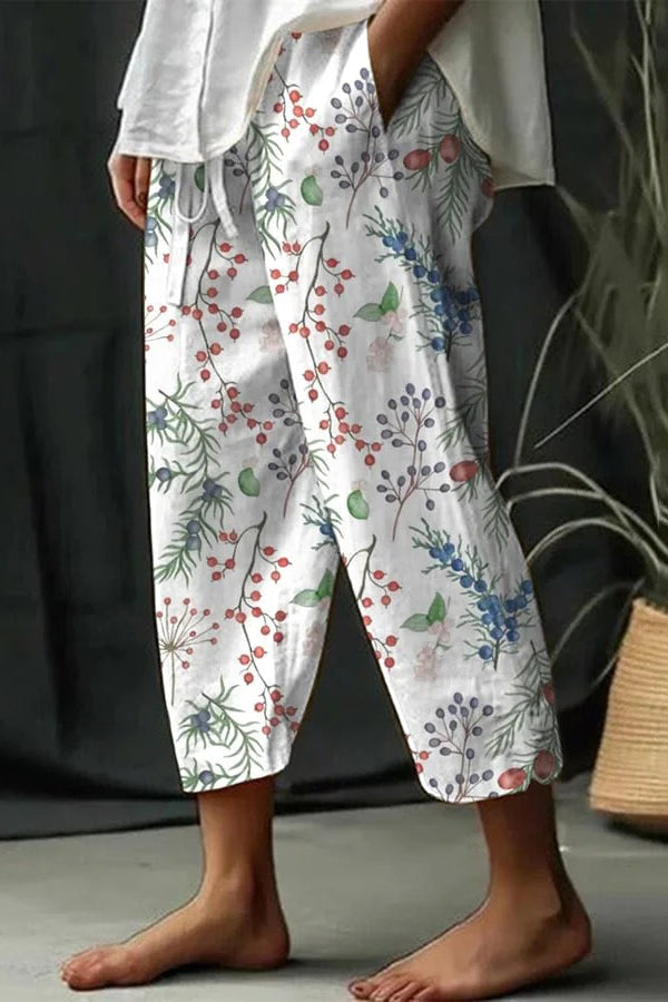 Women's Printed Wide-Leg Pants with Elastic Waist