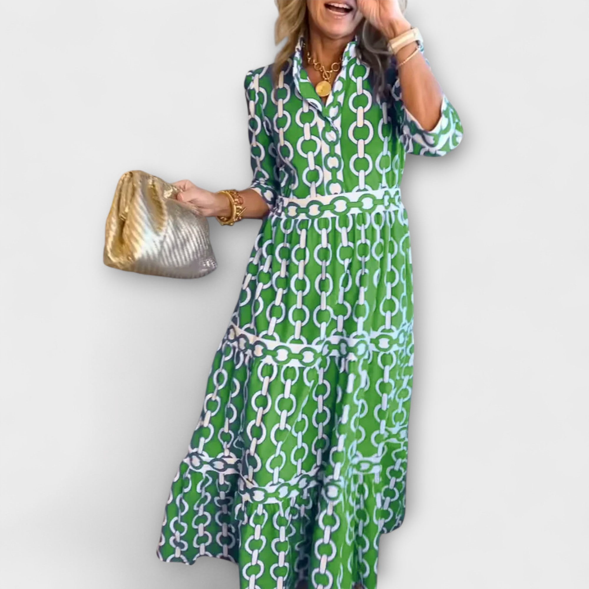 Women's Sleeveless Midi Dress Chain Pattern