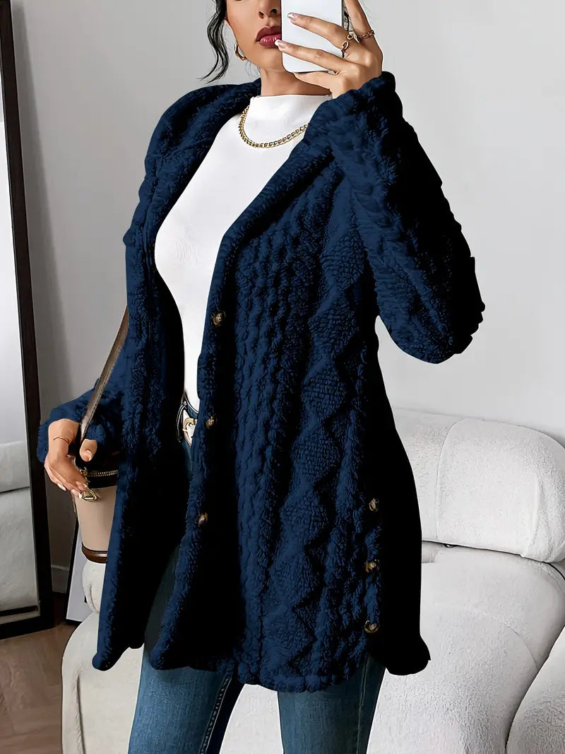 Women's Cable Knit Cardigan with Hood