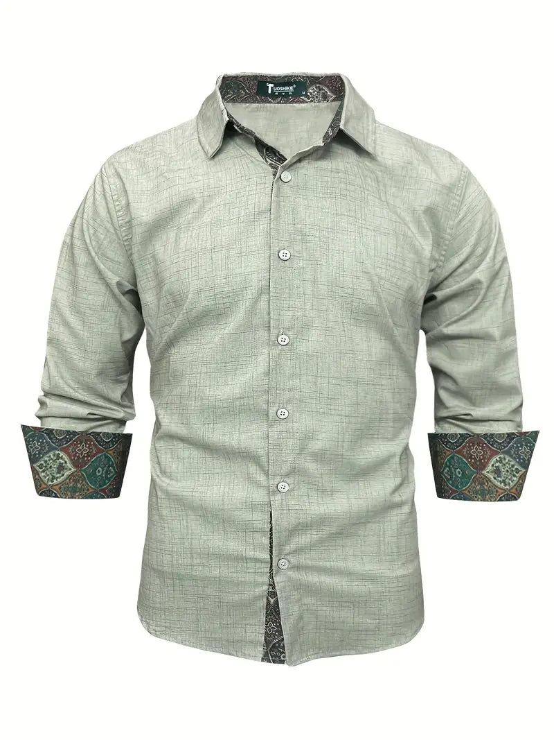 Men's Tailored Button-Up Shirt with Contrast Details