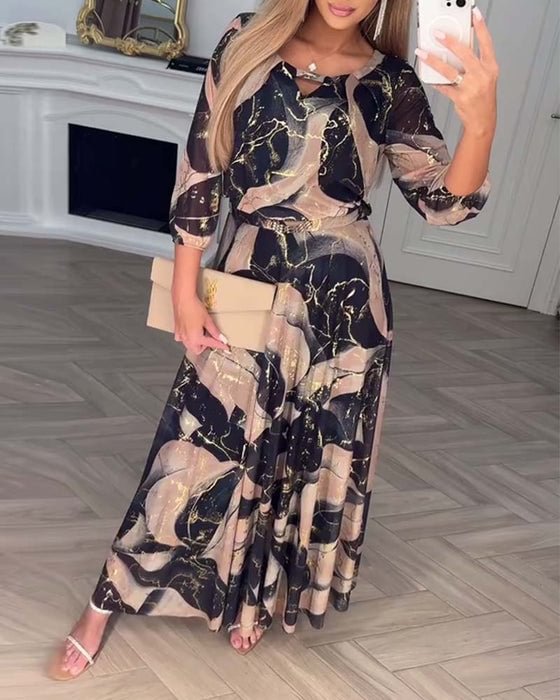 Women's Elegant Abstract Print Maxi Dress