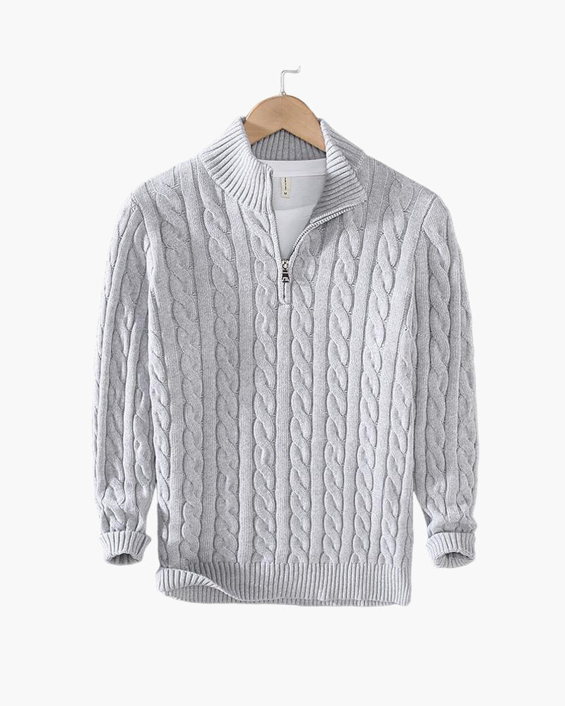 Men's Smart Cable Knit Zip-Up Sweater