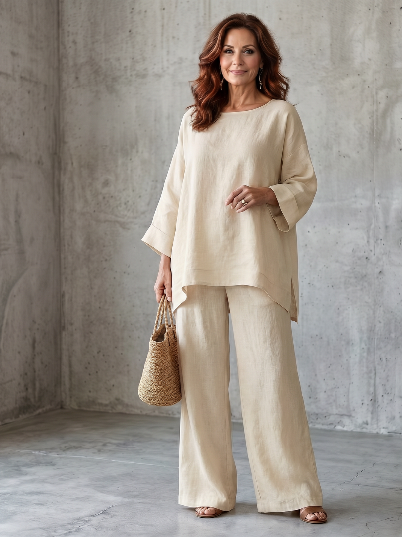 Women's Oversized Tunic Wide Leg Pant Set