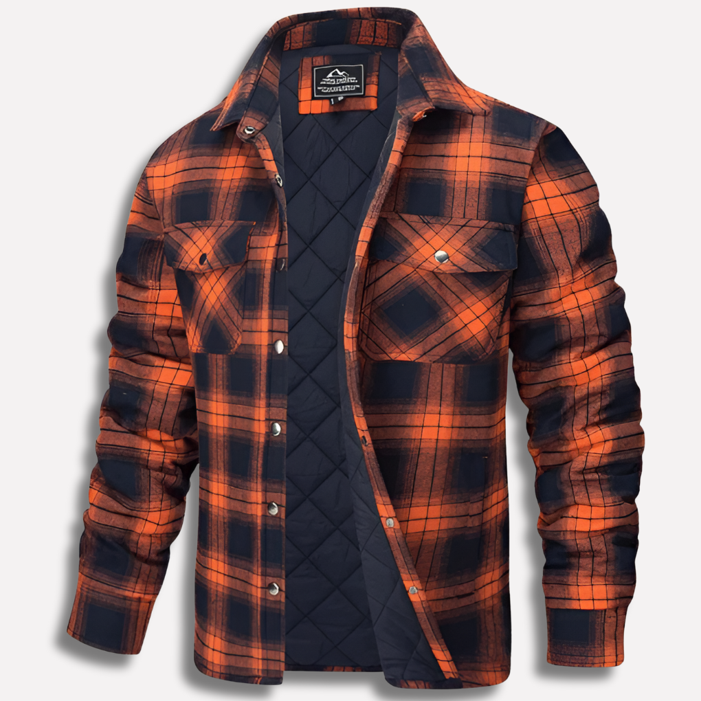 Men's Quilted Plaid Shirt with Button Front