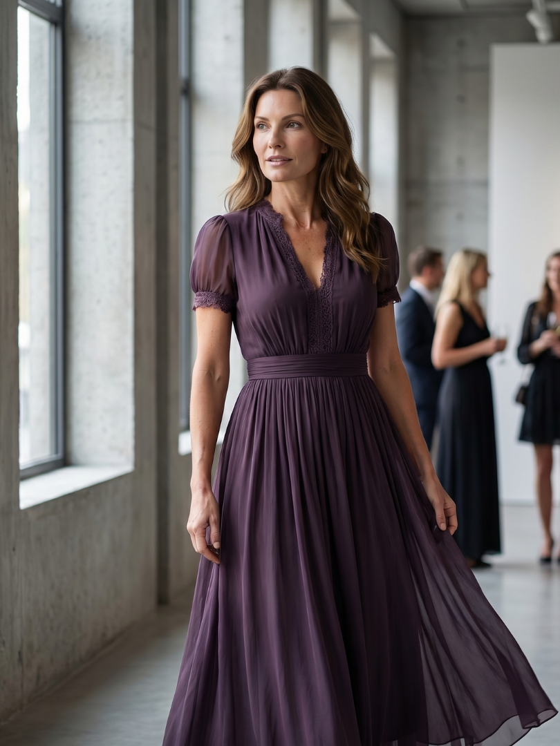 Women's Maxi Dress with Keyhole Neckline