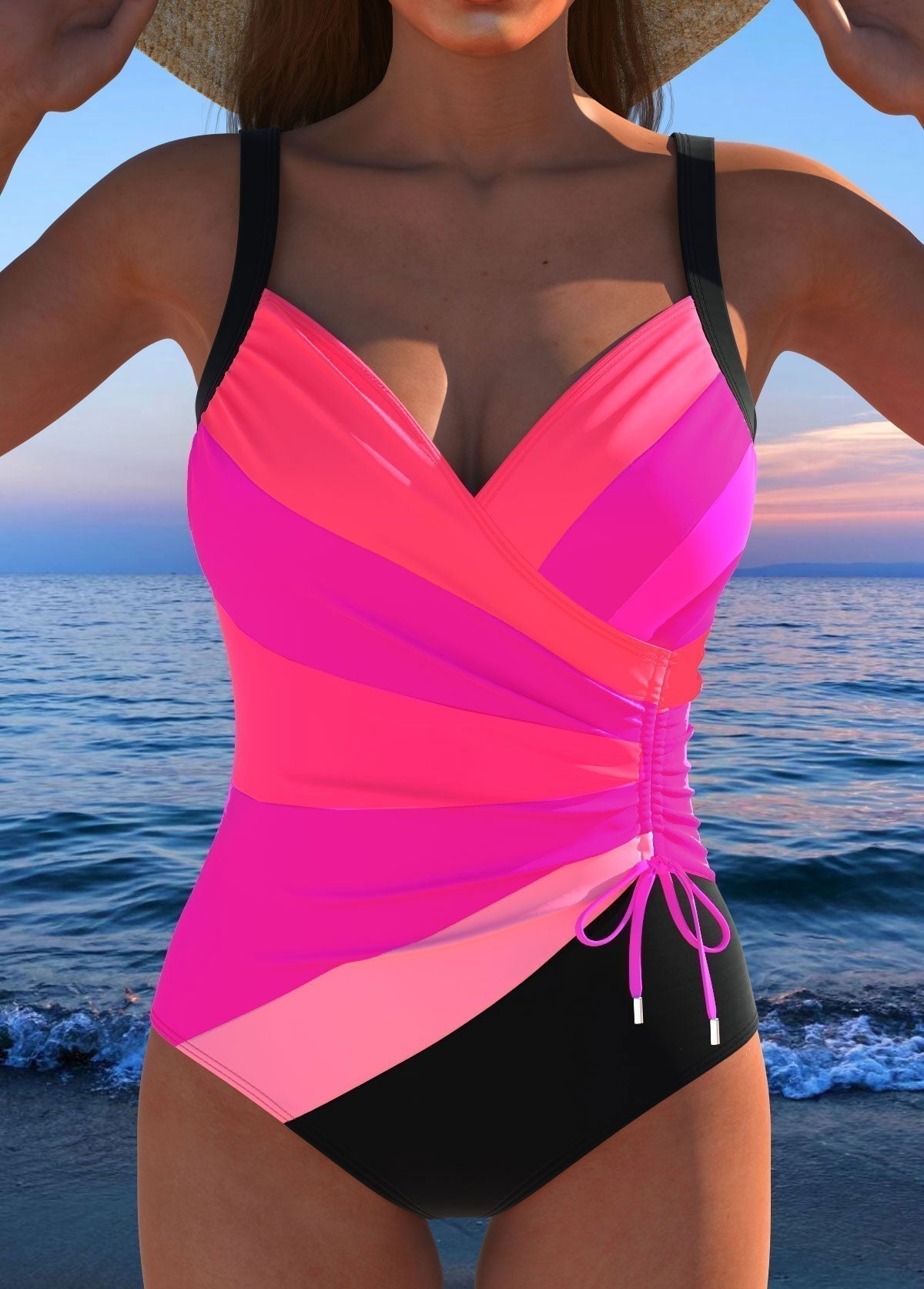 Women's Tummy Control Wrap One-Piece Swimsuit